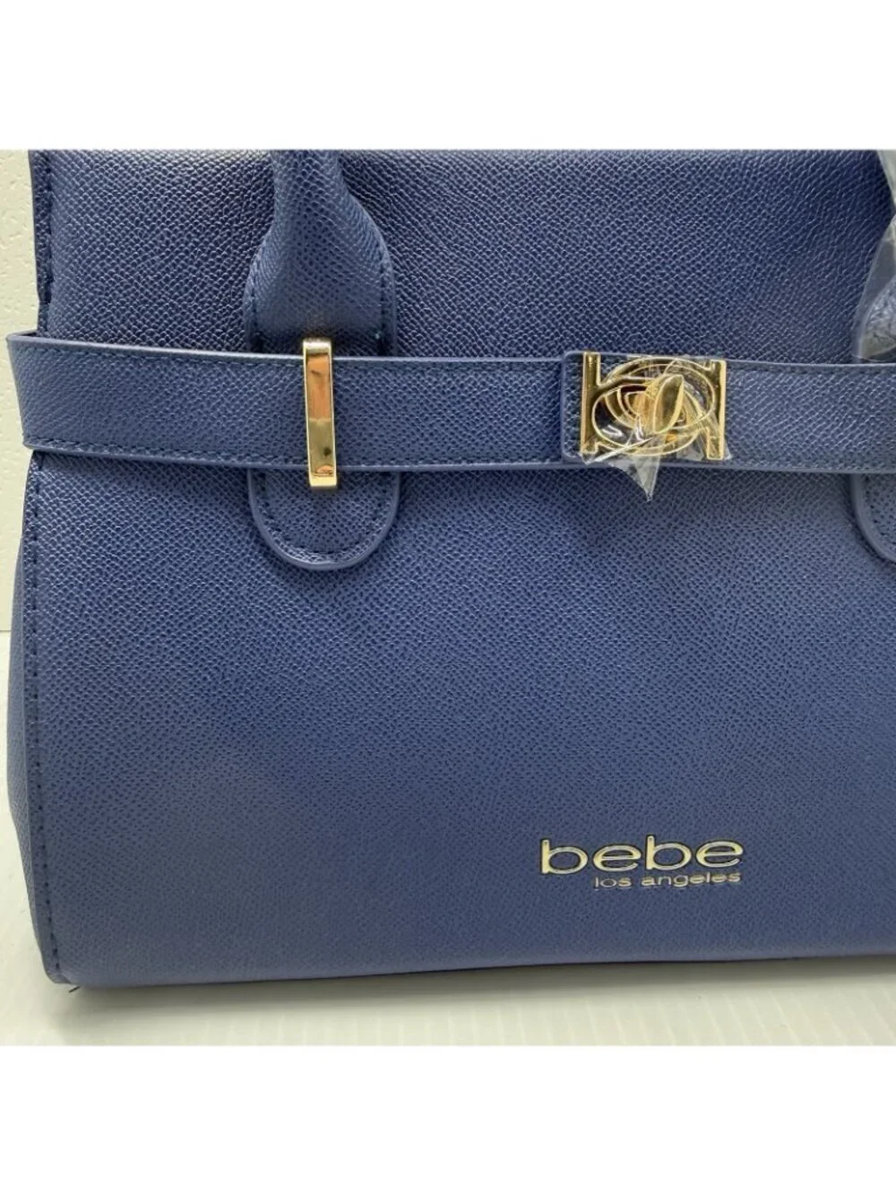 Bebe Los Angeles Evie Satchel NWT Galaxy Blue Gold Hardware Crossbody Bag Work